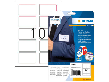HERMA Etiquettes badges 80 x 50 mm, soie d'acétate, marge