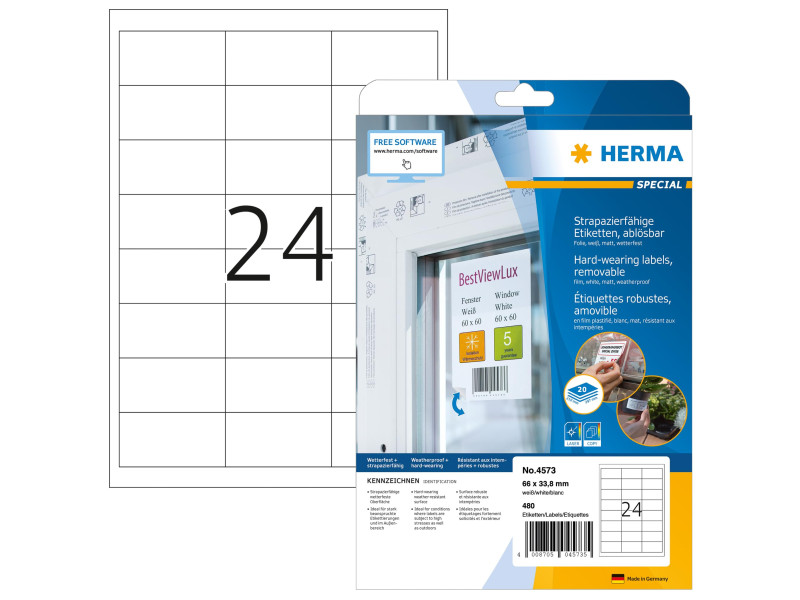 HERMA Etiquette film SPECIAL, 66 x 33,8 mm, enlevable