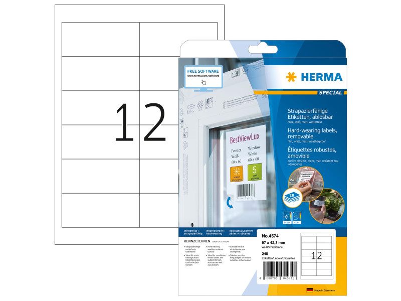 HERMA Etiquette film SPECIAL, 97 x 42,3 mm, enlevable