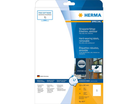 HERMA Etiquette film SPECIAL, 210 x 297 mm, enlevable