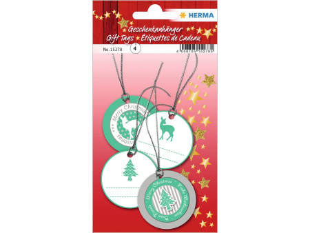 HERMA Etiquette pour cadeau de Noël 3D, rond, vert/argent
