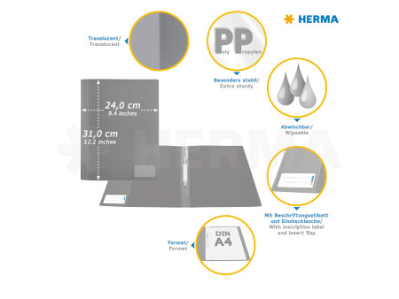 HERMA Chemise à lamelle, PP, A4, blanc translucide