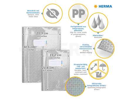 HERMA Protège-cahier 'Glamour', A5, film brillant, argent
