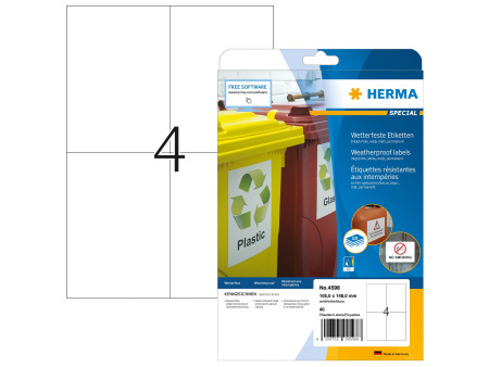 HERMA Etiquette en film jet d'encre, 105 x 148 mm, blanc