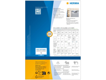 HERMA Etiquette en film jet d'encre, 215 x 148 mm, blanc