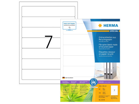 HERMA Étiquette pour dos de classeur recyclée, 192 x 38 mm,