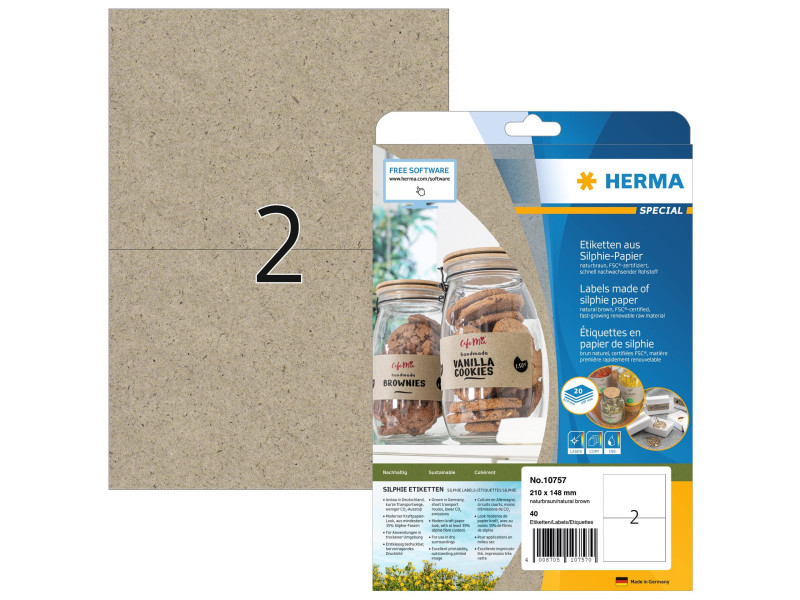 HERMA Étiquette en papier silphie, 210 x 148 mm, brun