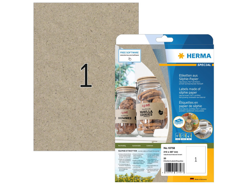 HERMA Étiquette en papier silphie, 210 x 297 mm, brun
