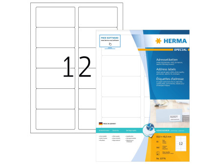 HERMA Étiquette pour jet d'encre, 88,9 x 46,6 mm, blanc