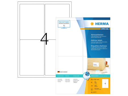 HERMA Étiquette pour jet d'encre, 96 x 139,7 mm, blanc