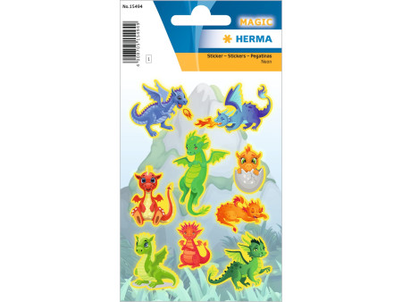 HERMA Sticker MAGIC 'Dragons', en plastique, fluo