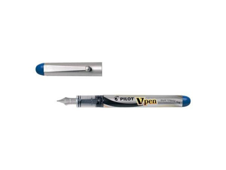 PILOT Stylo plume V-Pen silver, bleu