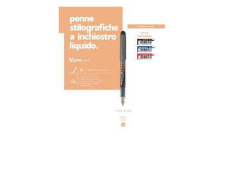 PILOT Stylo plume V-Pen silver, bleu