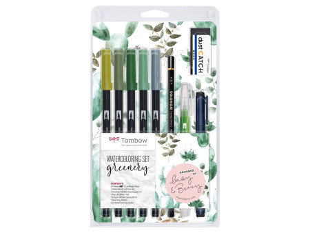 Tombow Kit pour aquarelle 'Greenery', 11 pièces