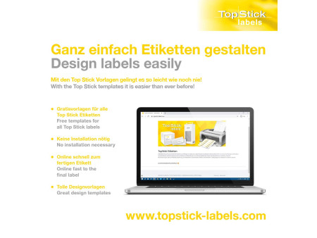 TOP STICK Etiquette universelle, 105 x 33,8 mm, blanc