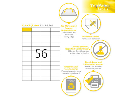 TOP STICK Etiquette universelle, 52,5 x 21,2 mm, blanc