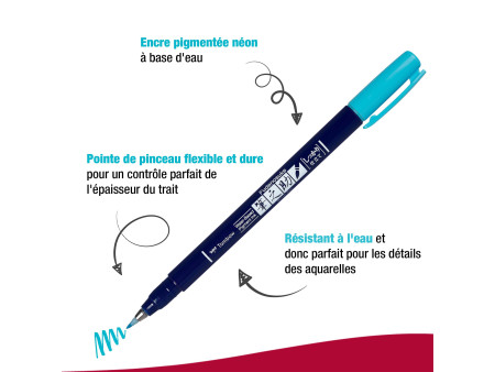 Tombow Stylo de calligraphie Fudenosuke fluo, kit de 6