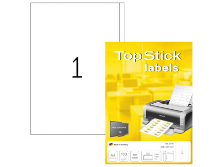 TOP STICK Etiquette universelle, 200 x 297 mm, blanc