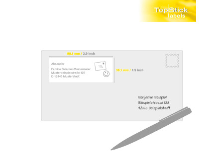 TOP STICK Etiquette universelle, 99,1 x 38,1, blanc