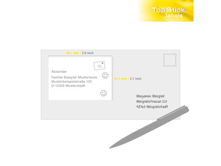 TOP STICK Etiquette universelle, 99,1 x 67,7 mm, blanc