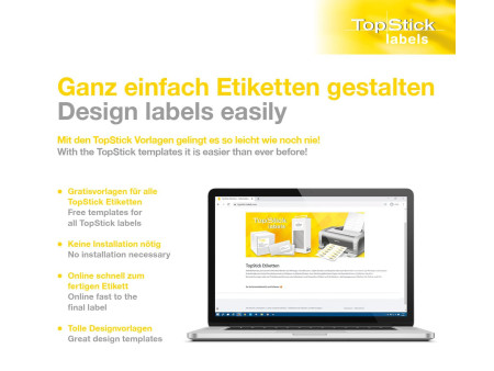 TOP STICK Etiquette universelle, 210 x 99 mm, blanc