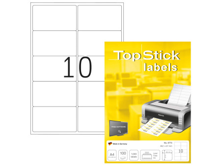 TOP STICK Etiquette universelle, 99,1 x 57 mm, blanc