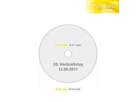 TOP STICK Etiquette CD Maxi, diamètre: 117 mm, blanc