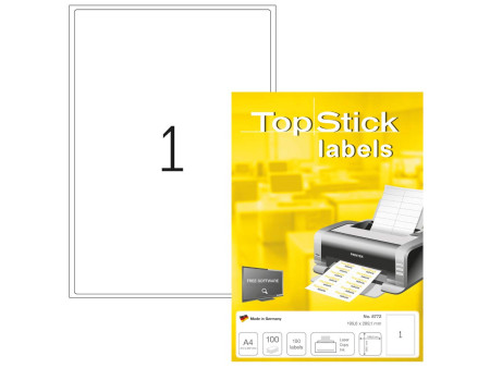 TOP STICK Etiquette universelle, 199,6 x 289,1 mm, blanc