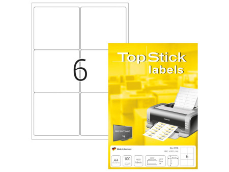 TOP STICK Etiquette universelle, 99,1 x 93,1 mm, blanc