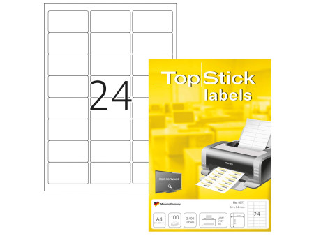 TOP STICK Etiquette universelle, 64 x 34 mm, blanc