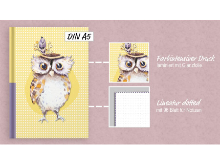 RNK Verlag Carnet de notes 'Chouette', A5, 96 feuilles