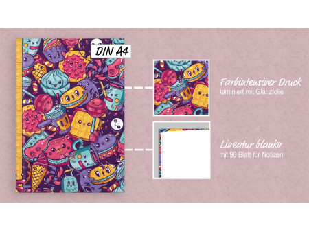 RNK Verlag Carnet de notes 'Sweets', A4, 96 feuilles, uni