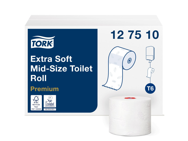 TORK Papier toilette rouleau Midi, 3 couches, 70 m, blanc