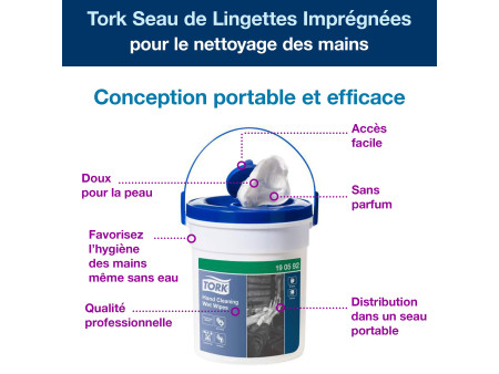 TORK Lingette humide pour les mains, dans un seau, 1 couche