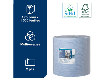 TORK Rouleau nettoyant multi-usage, 2 couches, 510 m, bleu