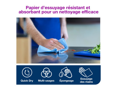 TORK Rouleau nettoyant multi-usage, 2 couches, 510 m, bleu