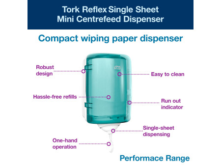 TORK Reflex Distributeur Mini, turquoise/blanc