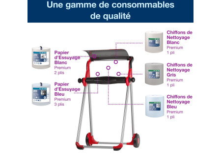 TORK Dérouleur sur pied, métal/plastique, rouge/noir