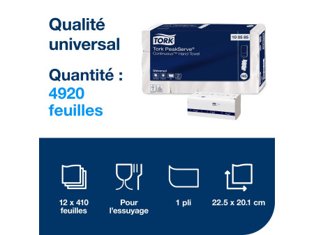TORK PeakServe Essuie-mains continu, 201 x 225 mm, blanc