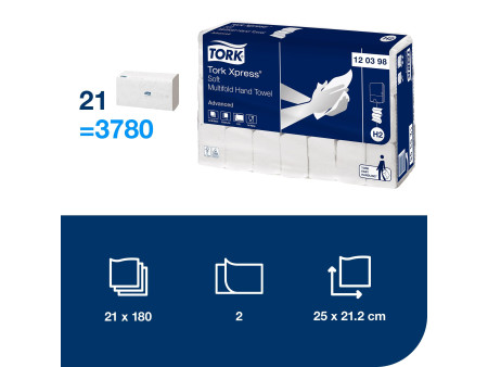 TORK Xpress Essuie-mains interfolié, 210x255mm, pliage en Z