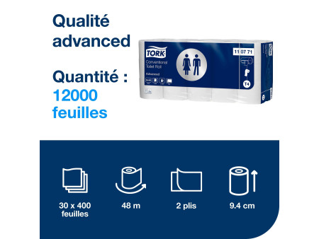 TORK Papier toilette, 2 couches, grand paquet, blanc