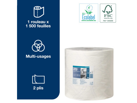 TORK Rouleau nettoyant multi-usage, 2 couches, 510 m, blanc