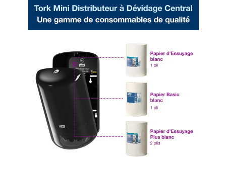 TORK Distributeur à dévidage central Mini ELEVATION, noir