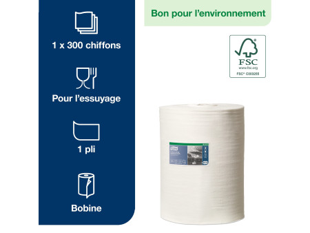 TORK Rouleau nettoyant multi-usage, 1 couche, 114 m, blanc