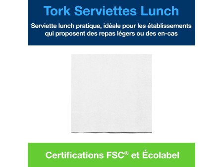 TORK Serviette Lunch, 328 x 325 mm, 2 couches, blanc
