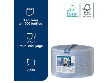 TORK Rouleau nettoyant multi-usage, 2 couches, 510 m, bleu