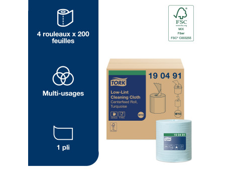 TORK Rouleau nettoyant multi-usage, 1 couche, 60m, turquoise