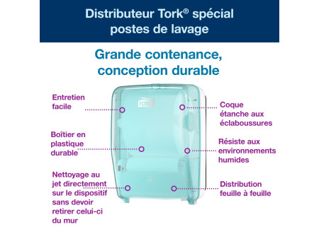 TORK Distributeur d'essuie-mains PERFORMANCE, turquoise