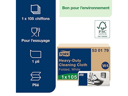TORK Chiffon de nettoyage, 415 x 355 mm, extra épais, blanc