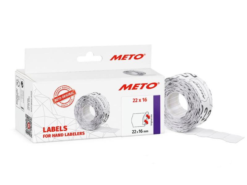 METO Étiquette pour étiqueteuse de prix, 22 x 16 mm, blanc